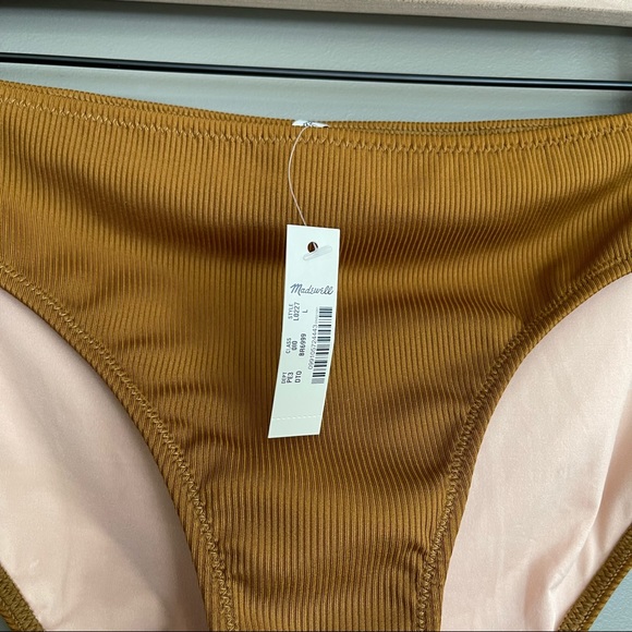 Madewell Second Wave Ribbed Classic Bikini Bottom in Dark Tobacco Size Large - Picture 11 of 15